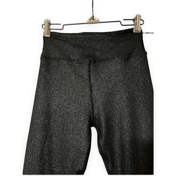gb girls leggings M black sparkle sparkly silver medium EUC pocket​ - Picture 5 of 7